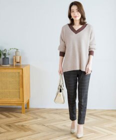 Tiaclasse 【洗える】表情豊かなメランジニットVネックトップス