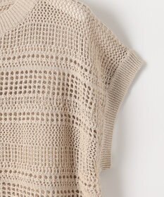 自由区 L 【洗える】レーシーリネンコットン ニット