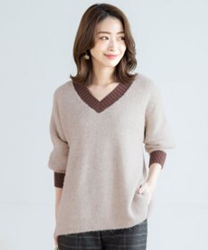 Tiaclasse 【洗える】表情豊かなメランジニットVネックトップス