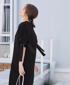 Tiaclasse 【洗える】デザインカフス付きマキシカットソーワンピース