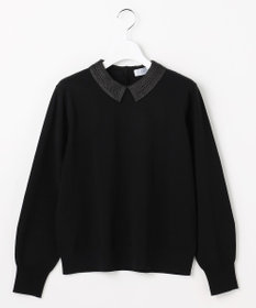 J.PRESS LADIES L レーヨンストレッチ 刺繡襟 ニット