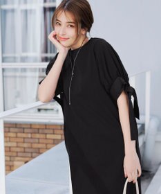 Tiaclasse 【洗える】デザインカフス付きマキシカットソーワンピース