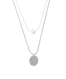 AMERICAN HOLIC テクスチャーメタル・淡水パールＳＥＴネックレス