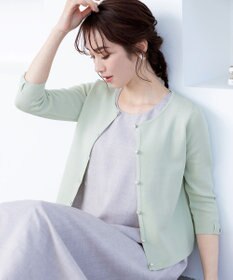 Tiaclasse L 【洗える】ミラノリブ編みが大人上品なリボンニットカーディガン