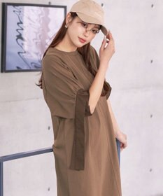 Tiaclasse 【洗える】デザインカフス付きマキシカットソーワンピース