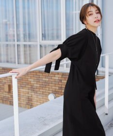 Tiaclasse 【洗える】デザインカフス付きマキシカットソーワンピース