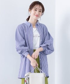 Tiaclasse 【洗える】パフ袖シャツチュニックブラウス