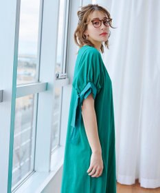 Tiaclasse 【洗える】デザインカフス付きマキシカットソーワンピース