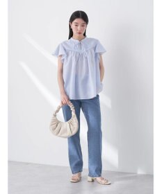 earth music&ecology ギャザーフレンチスリーブブラウス