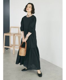 CRAFT STANDARD BOUTIQUE インド綿パフスリーブギャザーワンピース