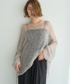 YECCA VECCA 袖シャーリングシアーニット