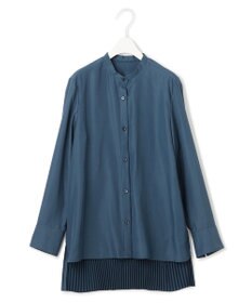 ICB 【洗える】 スパンローンプリーツ バンドカラーシャツ