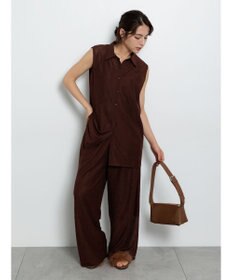 Te chichi クレープメッシュストレートパンツ（セットアップ可）