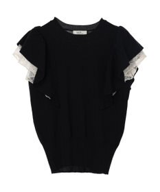 earth music&ecology レースドッキングフリルニットプルオーバー