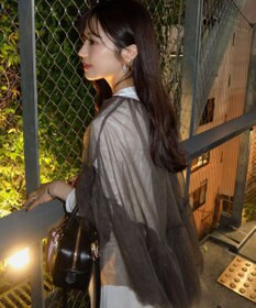 Green Parks リボンチュールデザインブラウス