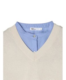CRAFT STANDARD BOUTIQUE 【洗える】ニットベスト+バンドカラーシャツSET-B