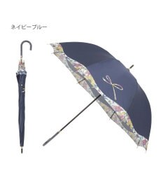 MOONBAT 【耐風傘/ジャンプ傘】ランバン オン ブルー (LANVIN en Bleu) リボン 花柄 長傘 サテンプリント