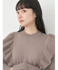 earth music&ecology ショルダーフリルニットワンピース