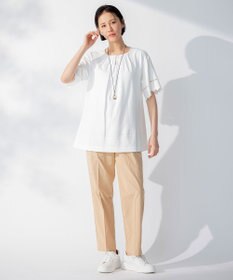 自由区 【洗える】エンブロイダリー チュニック丈カットソー