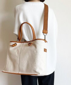 Hekhèr Le Style de Vie 【日本製 / A4サイズ対応/2WAY】コットンキャンバス×シュリンクレザー ノットトートバッグ large