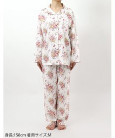 WACOAL パジャマ 長袖 長ズボン 綿100%(本体) サテン ミントン レディース NDX540 /ワコール