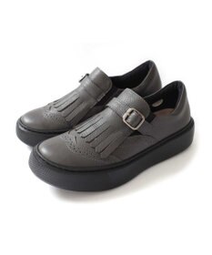 Pointer 日本製 本革フリンジ付き厚底ローファー