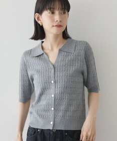 AMERICAN HOLIC 【2WAY】金ボタン衿付きケーブルプルオーバー