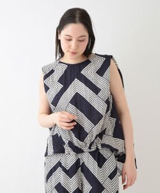 UCHINO クレープガーゼ ジオメトリックブラウス