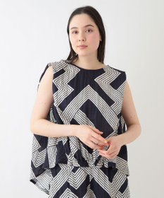 UCHINO クレープガーゼ ジオメトリックブラウス