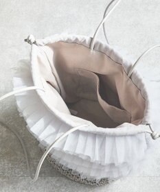 style code 【MERCURYDUO/マーキュリーデュオ】チュールフリル 雑材バケツ型ショルダーバッグ