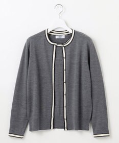 J.PRESS LADIES L 【洗える】トリムツイン ニット