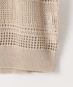 自由区 L 【洗える】レーシーリネンコットン ニット