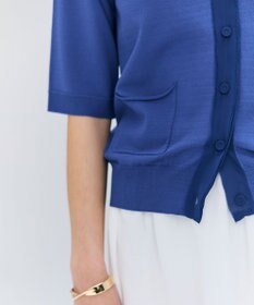 BEIGE， 【洗える】VALOIS / ジョーゼットトリム半袖カーディガン