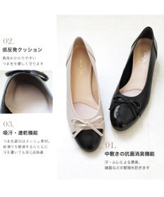 Pointer 日本製 本革リボン付きラウンドトゥパンプス