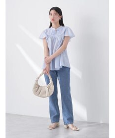 earth music&ecology ギャザーフレンチスリーブブラウス