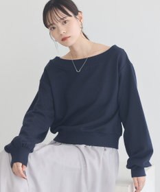 earth music&ecology ショート丈ワンポイント刺繍オフショルスウェット