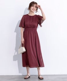 ANY SIS 【洗える】シアーパターン ワンピース ダークピンク