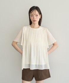 earth music&ecology マジョリカプリーツ半袖ブラウス