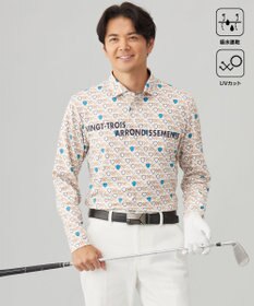 23区GOLF 【MEN】【吸水速乾/UVカット】エンブレム柄ポロシャツ