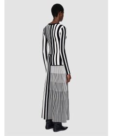 JOSEPH 【洗える】ストライプアンドプリーツ　ニットワンピース