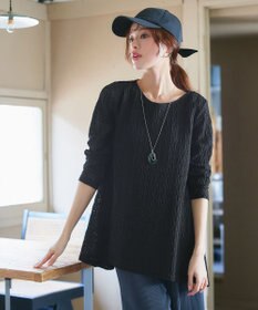 Tiaclasse 【洗える】花柄カットレースフレアトップス