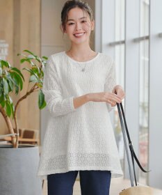 Tiaclasse 【洗える】花柄カットレースフレアトップス