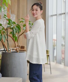 Tiaclasse 【洗える】花柄カットレースフレアトップス