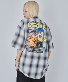 WEGO 【ユニセックス着用ITEM/MLサイズ展開】イラストオンブレチェックシャツ（SS）