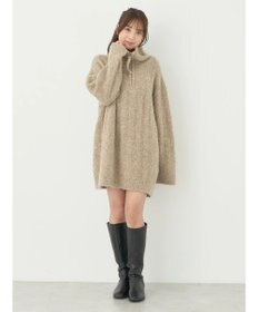 earth music&ecology ブークレハーフジップミニワンピース