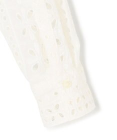 ICB 【洗える】ストライプエンブロイダリー クロップドシャツ