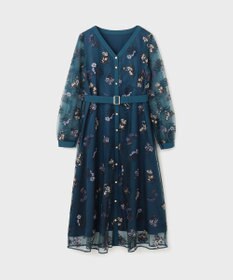 GRACE CONTINENTAL チュールフラワー刺繍ワンピース
