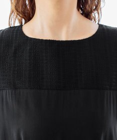 Tiaclasse L 【洗える】シアーコンビチュニックブラウス