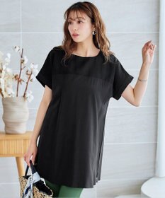 Tiaclasse L 【洗える】シアーコンビチュニックブラウス