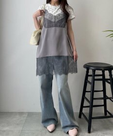 WEGO レース切替サテンキャミ